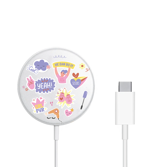Magnetic Wireless Charger - Girl Power Sticker Pack