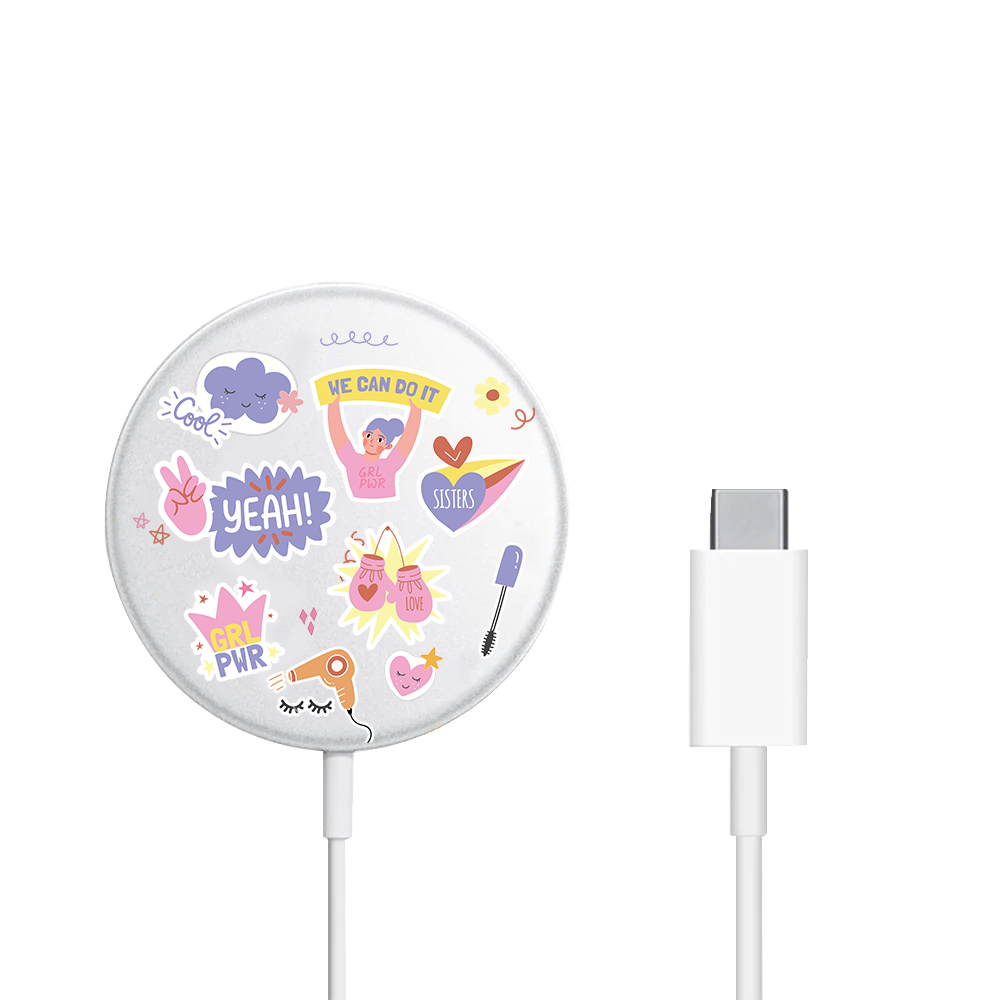 Magnetic Wireless Charger - Girl Power Sticker Pack