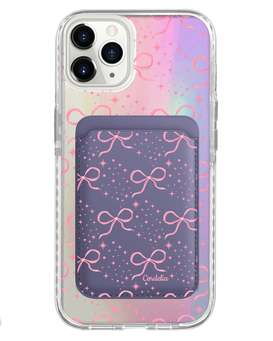 iPhone Magnetic Wallet Holo Case - Coquette Glittery Bow