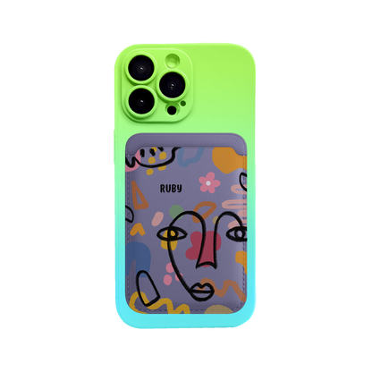 iPhone Magnetic Wallet Silicone Case - Abstract 4.0
