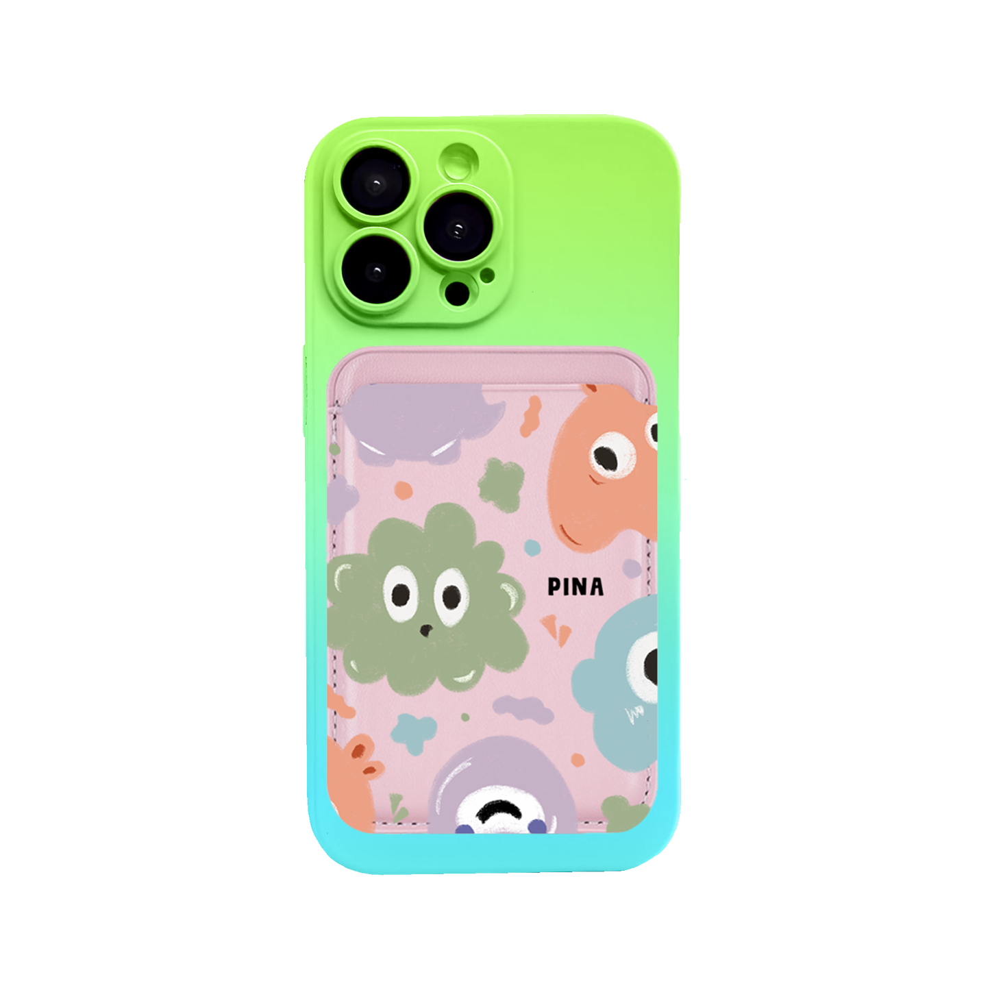 iPhone Magnetic Wallet Silicone Case - Cute monster 2.0