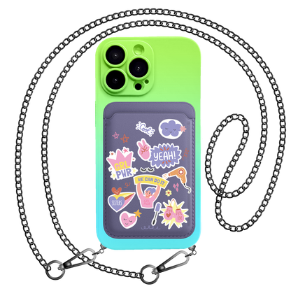 iPhone Magnetic Wallet Silicone Case - Girl Power Sticker Pack