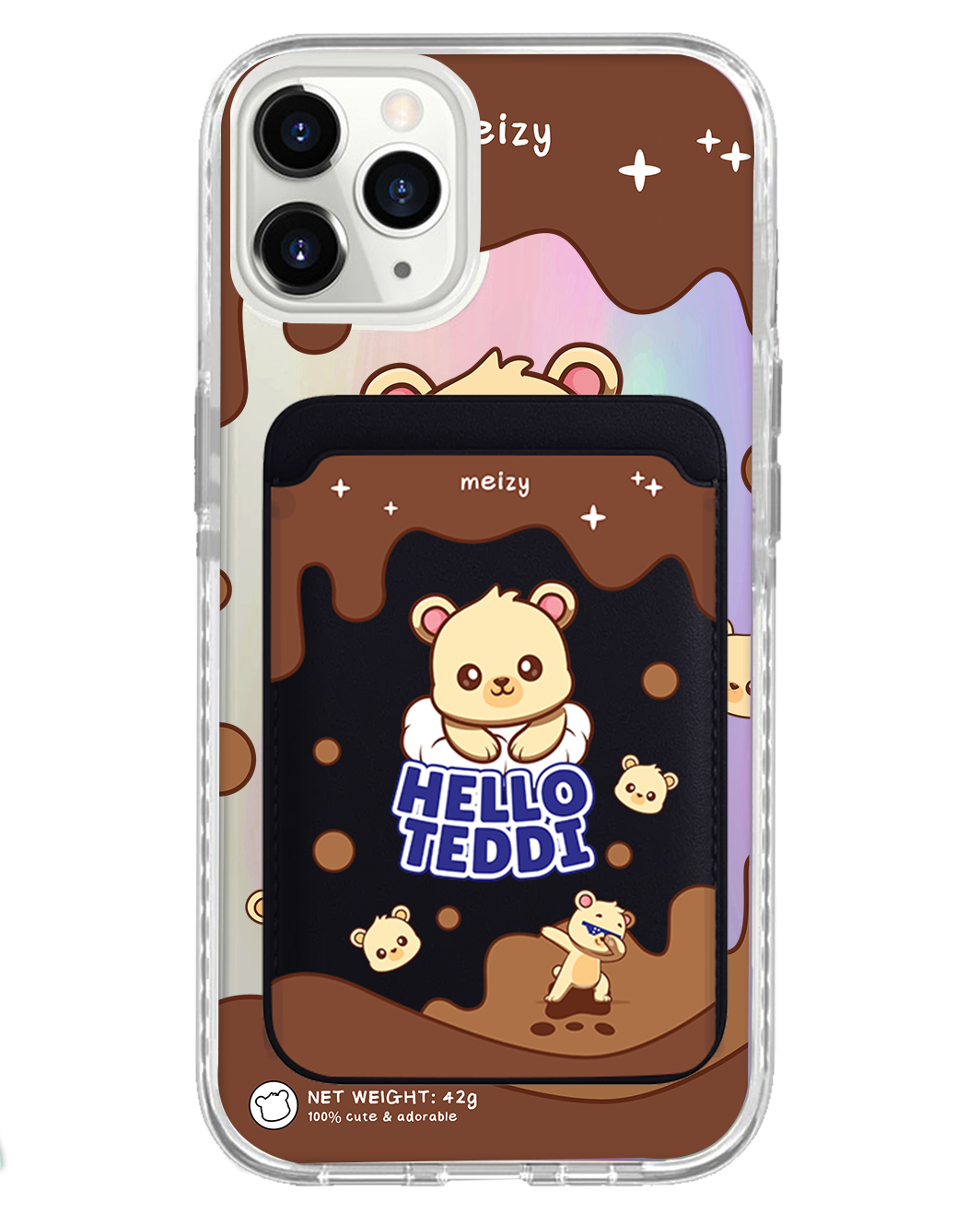 iPhone Magnetic Wallet Holo Case - Hello Teddy 1.0