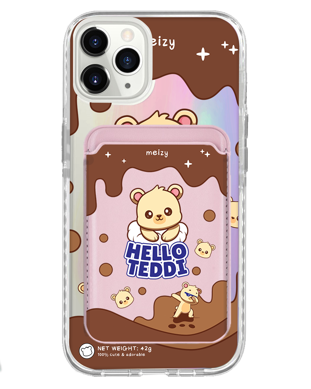 iPhone Magnetic Wallet Holo Case - Hello Teddy 1.0