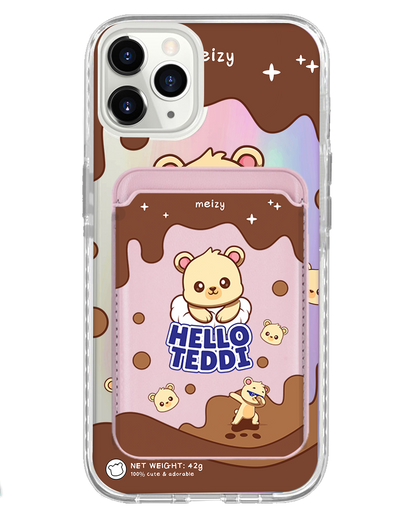 iPhone Magnetic Wallet Holo Case - Hello Teddy 1.0