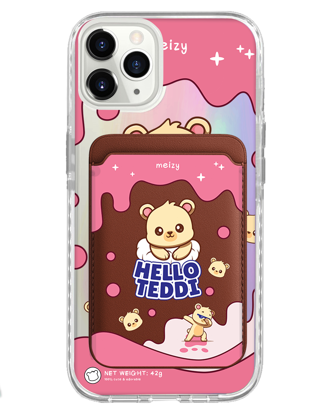 iPhone Magnetic Wallet Holo Case - Hello Teddy 2.0