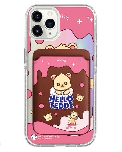 iPhone Magnetic Wallet Holo Case - Hello Teddy 2.0