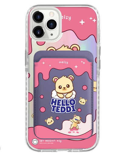 iPhone Magnetic Wallet Holo Case - Hello Teddy 2.0
