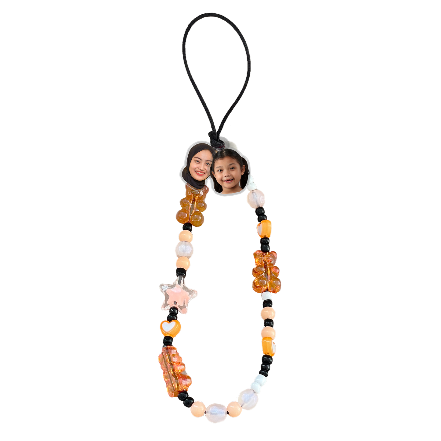 Beaded Strap with Acrylic Charm - Face Grid Honeycomb