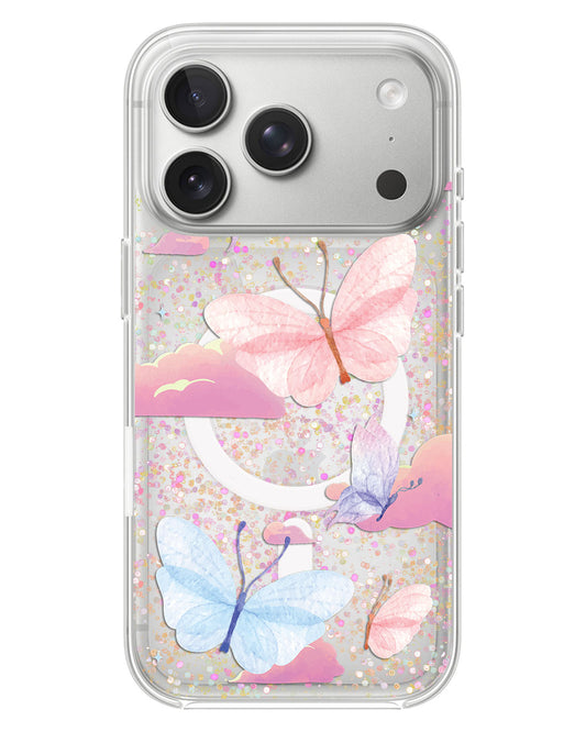 iPhone Glitter Case - Butterfly & Clouds