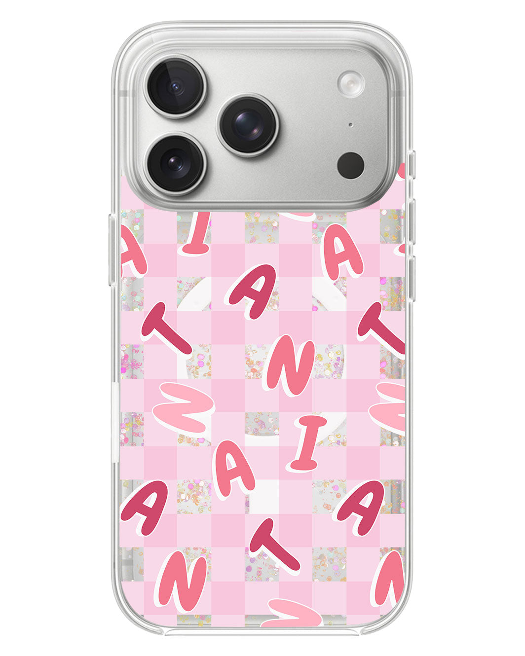 iPhone Glitter Case - Checkered Monogram 1.0