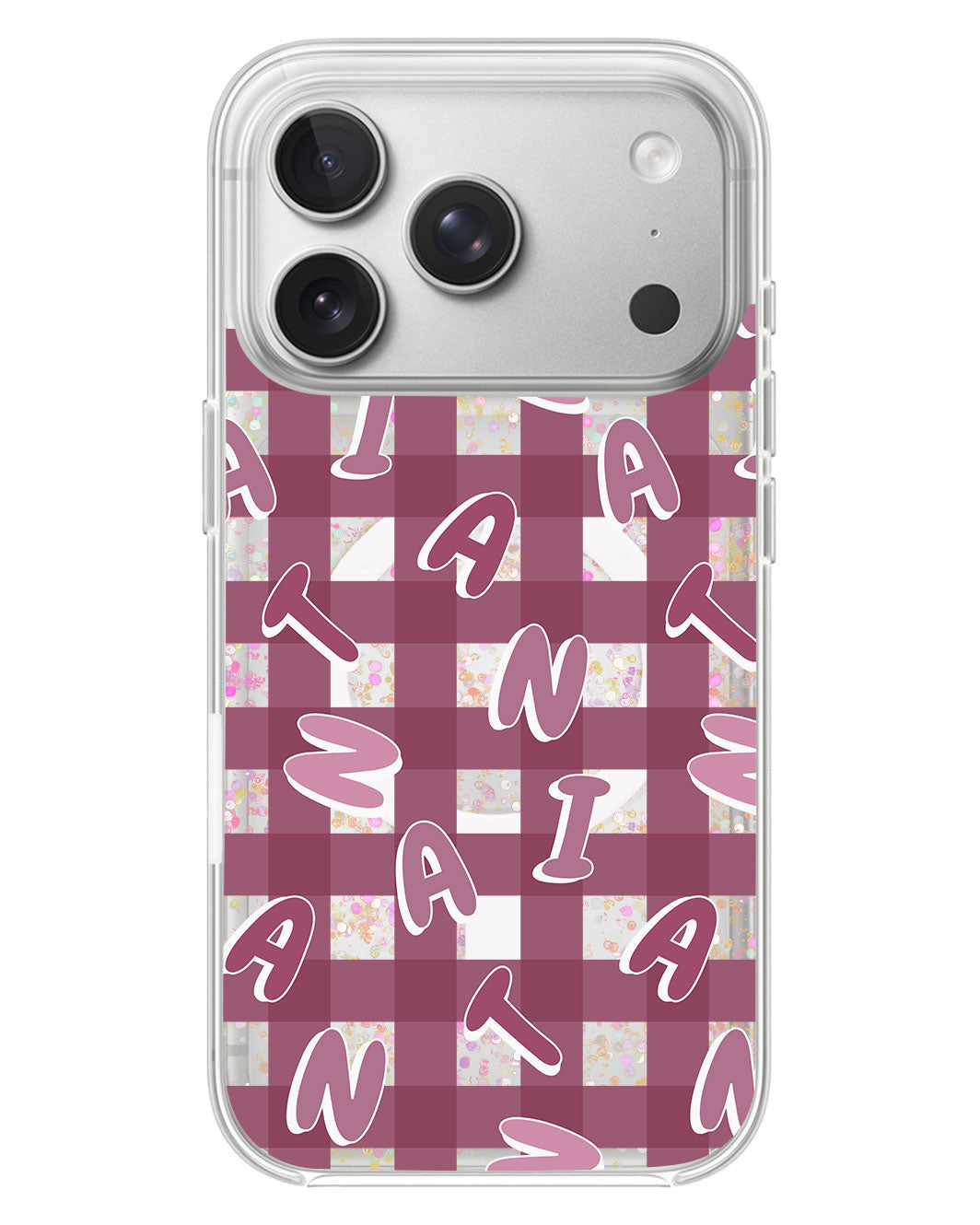 iPhone Glitter Case - Checkered Monogram 2.0