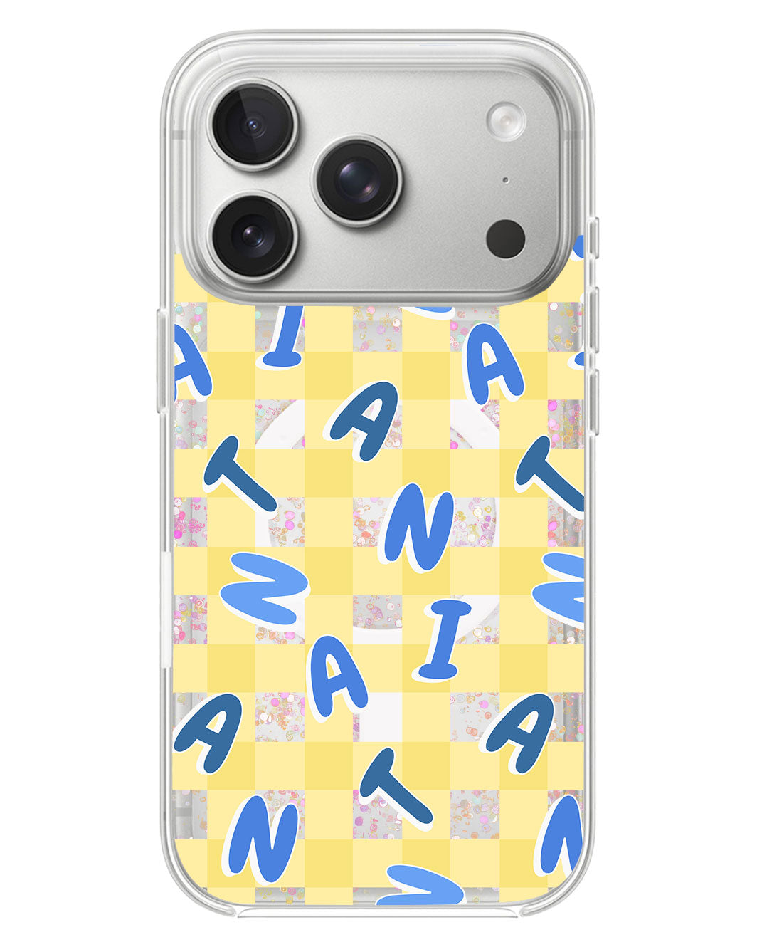 iPhone Glitter Case - Checkered Monogram 3.0