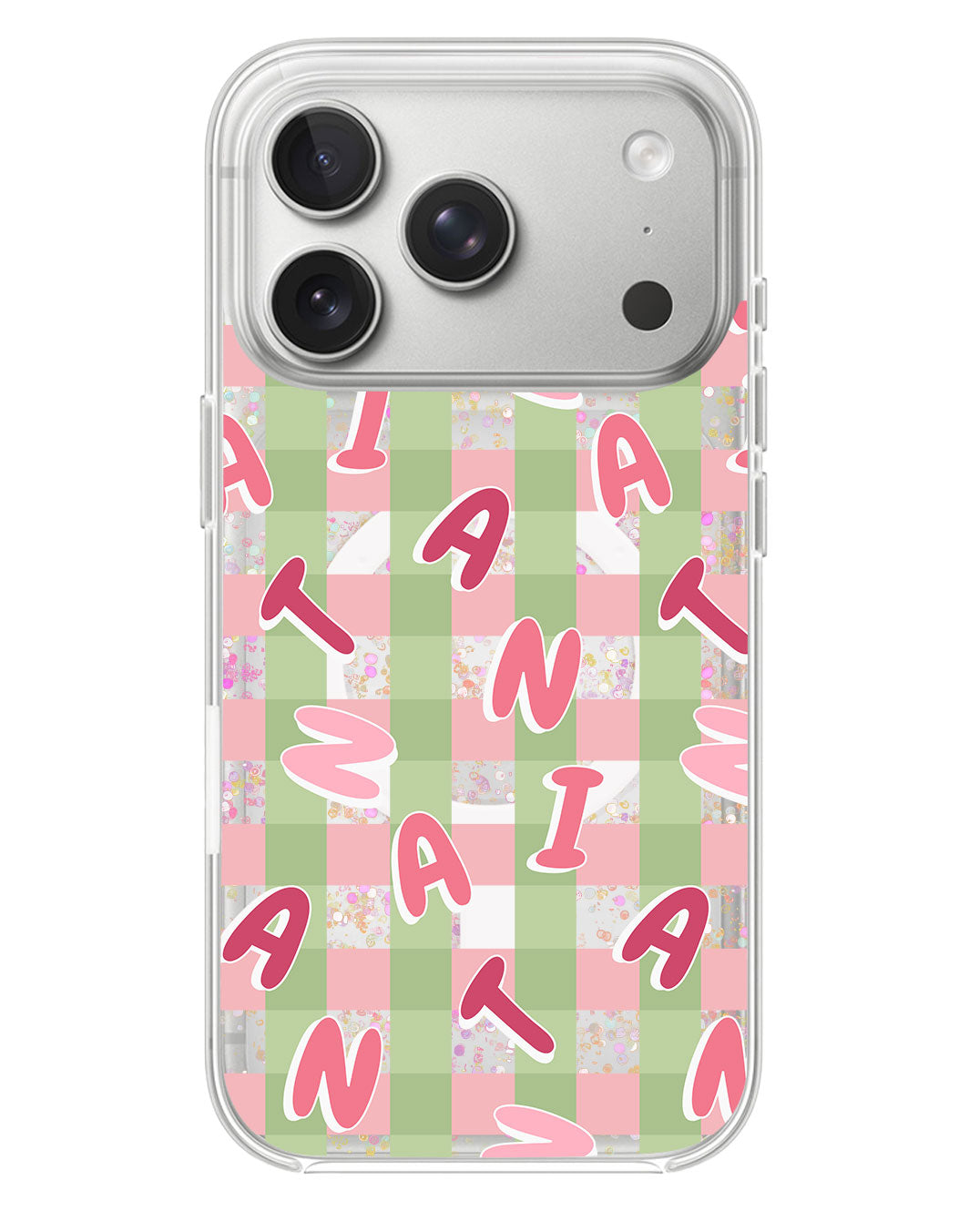 iPhone Glitter Case - Checkered Monogram 4.0
