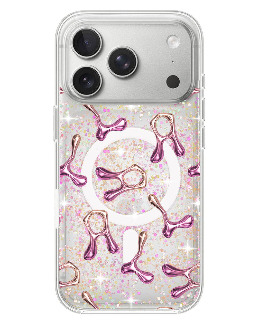 iPhone Glitter Case - Chrome Monogram 3.0