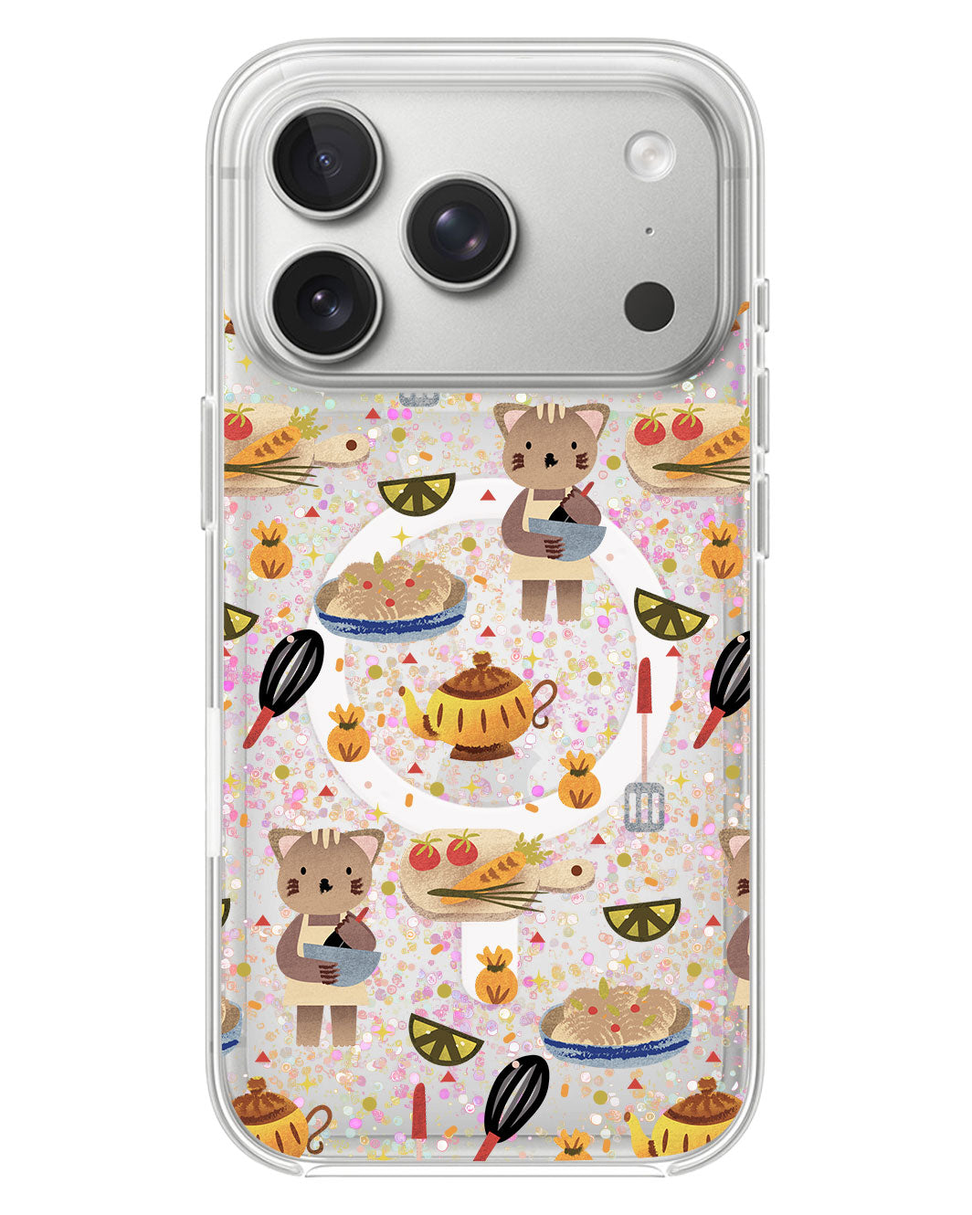 iPhone Glitter Case - Cooking Cat