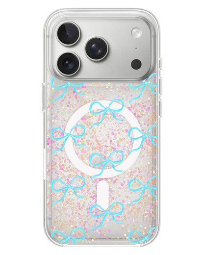 iPhone Glitter Case - Coquette Blue Bow
