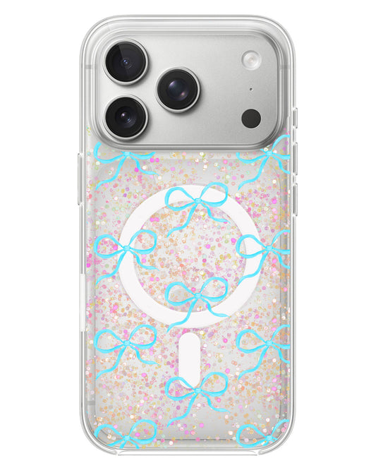 iPhone Glitter Case - Coquette Blue Bow