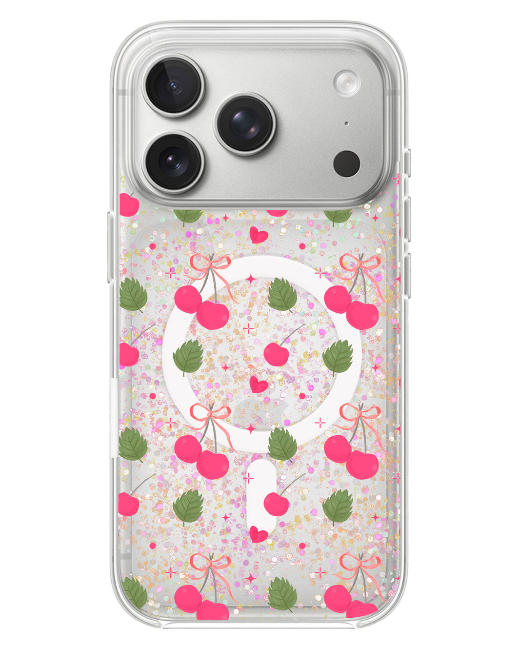 iPhone Glitter Case - Coquette Cherry