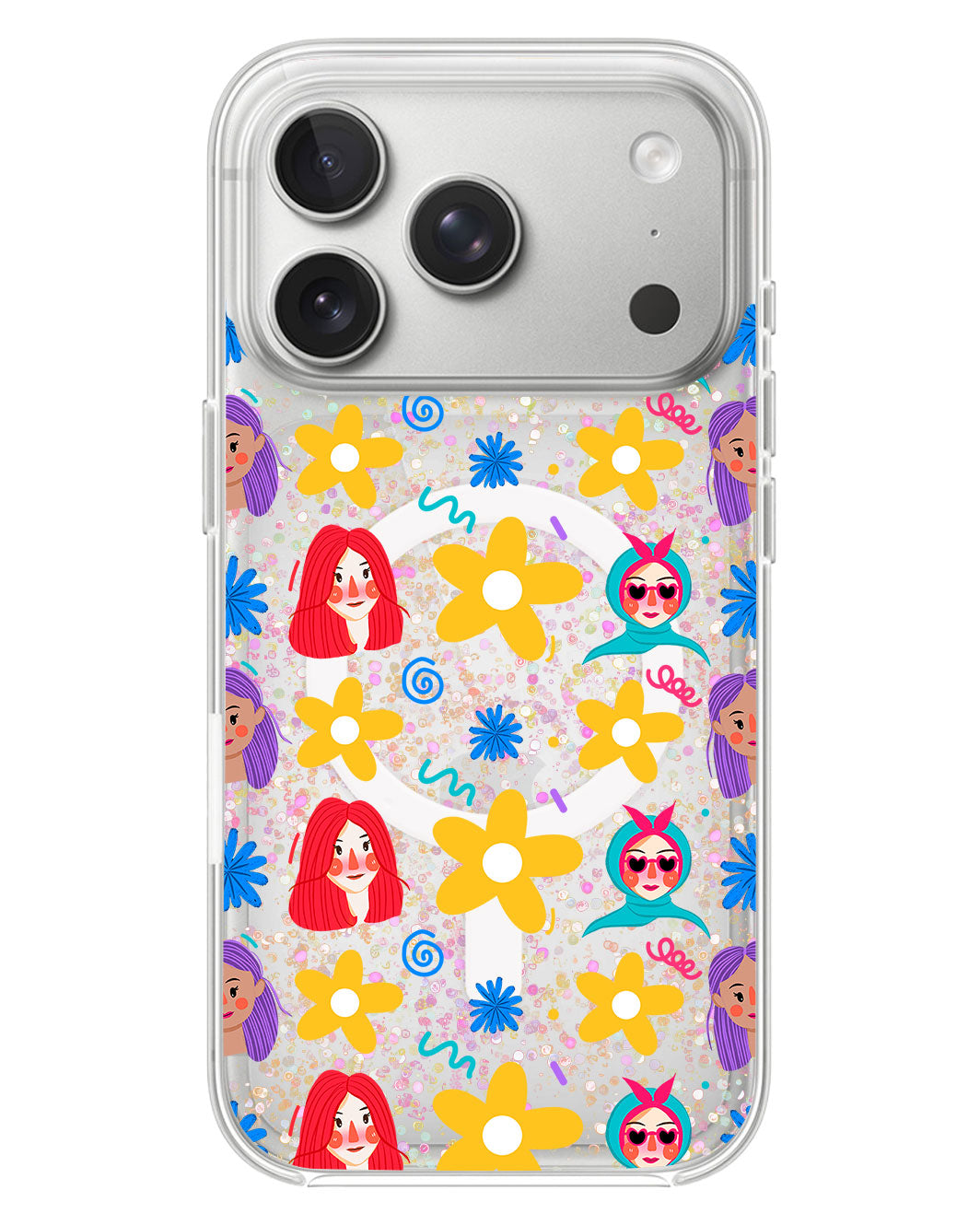 iPhone Glitter Case - Daisy Faces