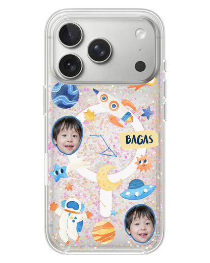 iPhone Glitter Case - Face Grid Astronout