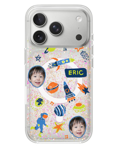 iPhone Glitter Case - Face Grid Galaxy