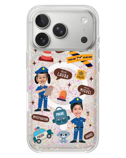 iPhone Glitter Case - Face Grid Dream Police