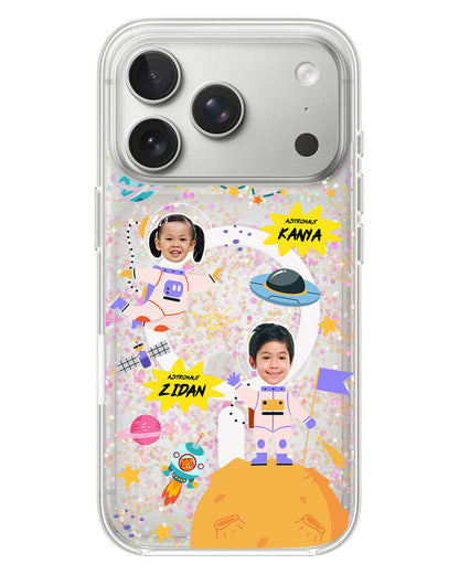 iPhone Glitter Case - Face Grid Dream Astronaut