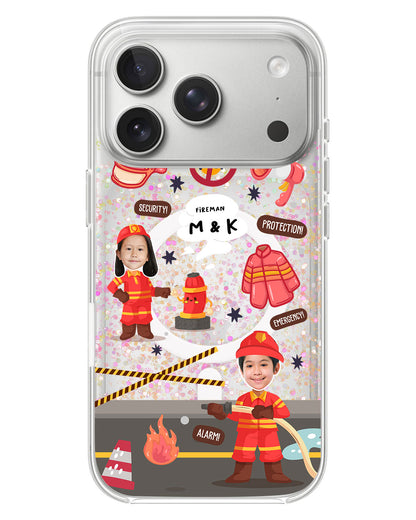 iPhone Glitter Case - Face Grid Dream Firefighter