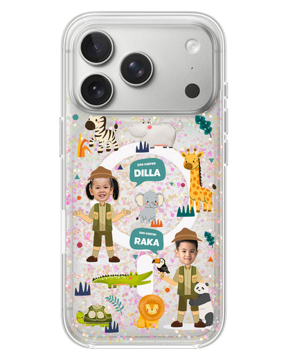 iPhone Glitter Case - Face Grid Dream Zoo Keeper