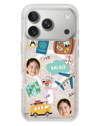 iPhone Glitter Case - Face Grid Travel