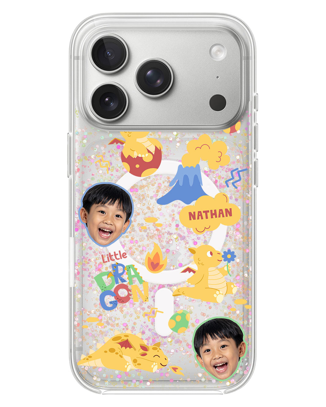 iPhone Glitter Case - Face Grid Little Dragon
