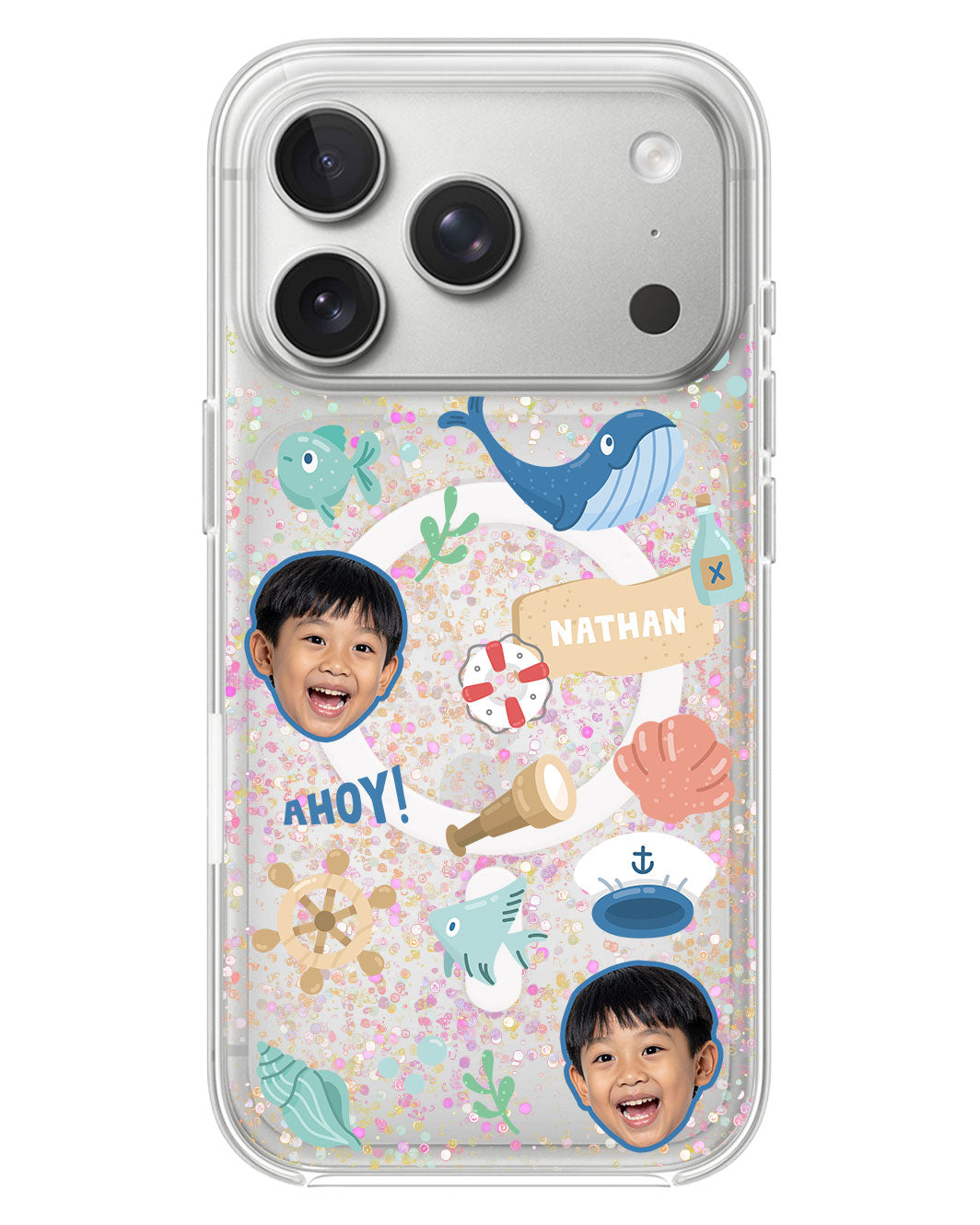 iPhone Glitter Case - face Grid Sailor