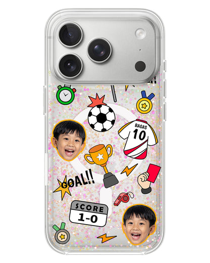 iPhone Glitter Case - Face Grid Soccer
