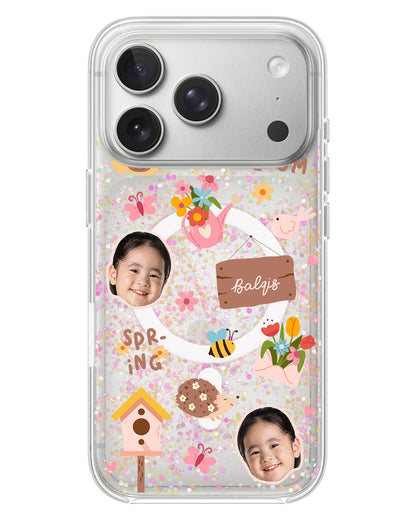 iPhone Glitter Case - Face Grid Spring Bloom
