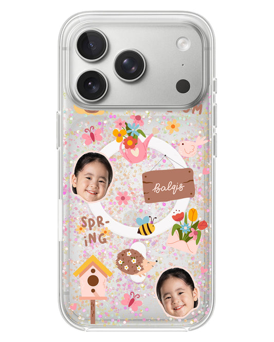 iPhone Glitter Case - Face Grid Spring Bloom