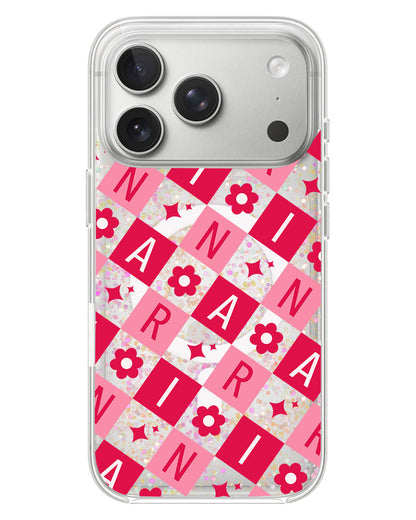 iPhone Glitter Case - Flower Grid Monogram 1.0