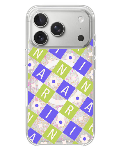 iPhone Glitter Case - Flower Grid Monogram 5.0