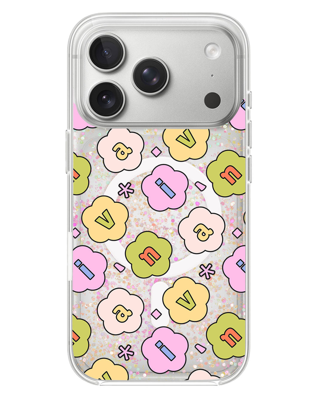 iPhone Glitter Case - Flower Petals Monogram 1.0