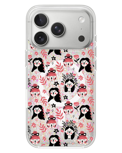 iPhone Glitter Case - Flowery Faces