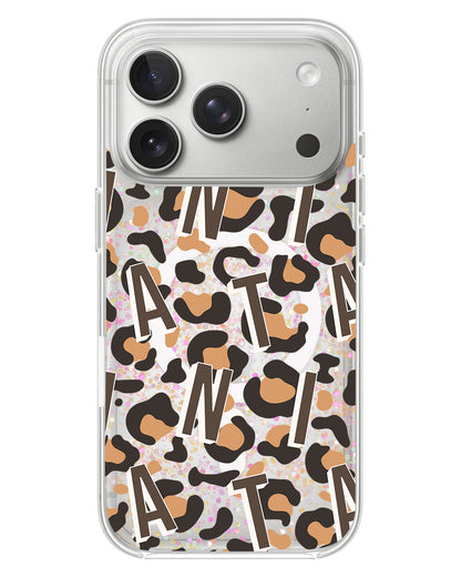 iPhone Glitter Case - Leopard Monogram 2.0