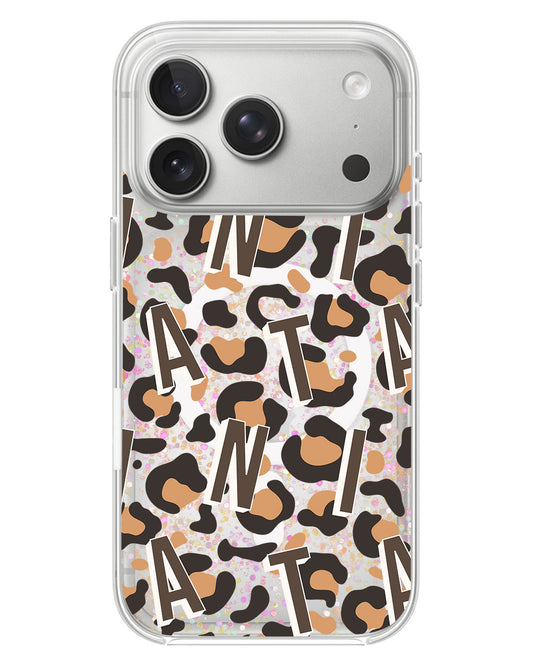 iPhone Glitter Case - Leopard Monogram 2.0
