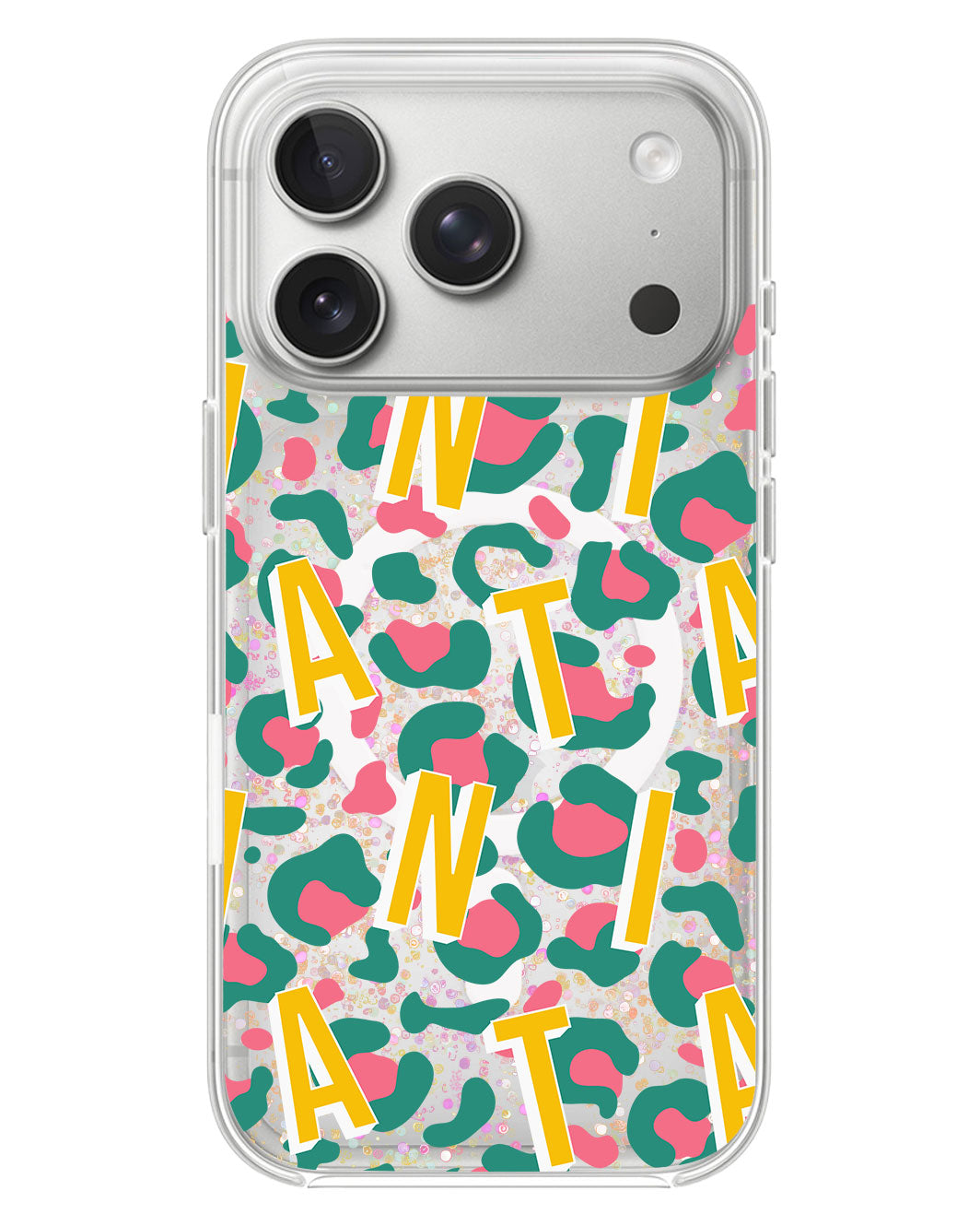 iPhone Glitter Case - Leopard Monogram 4.0