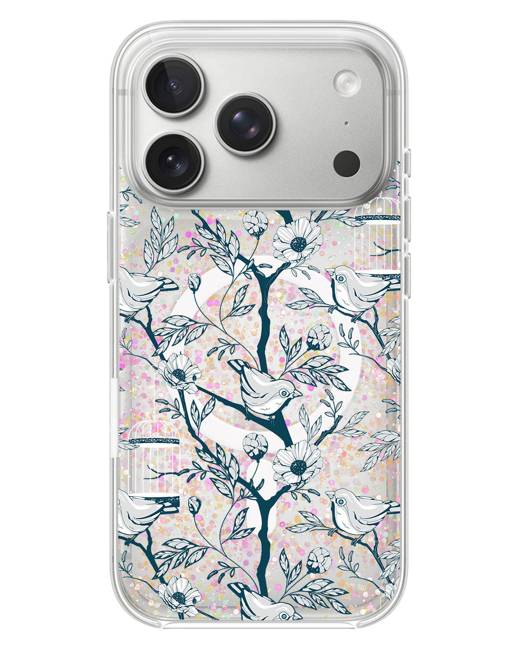 iPhone Glitter Case - Lovebird Monochrome