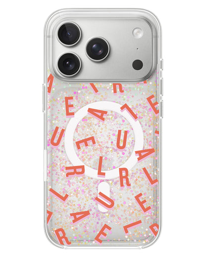 iPhone Glitter Case - Monogram 1.0 Coral