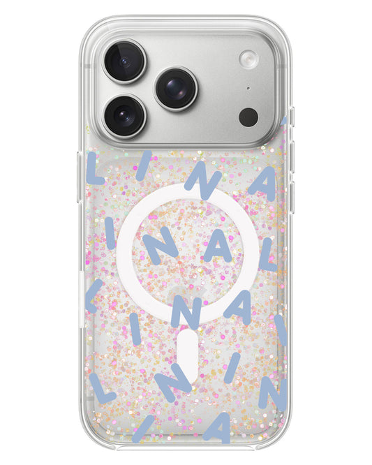 iPhone Glitter Case - Monogram 2.0 Blue