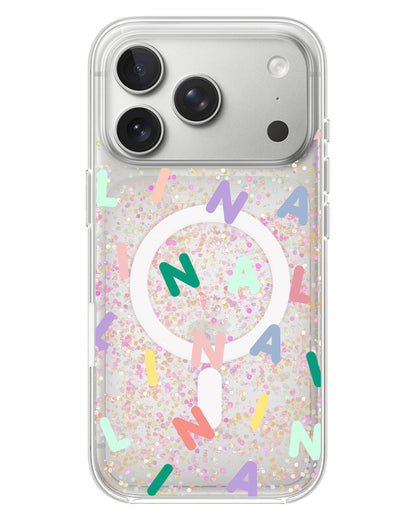iPhone Glitter Case - Monogram 2.0 Rainbow