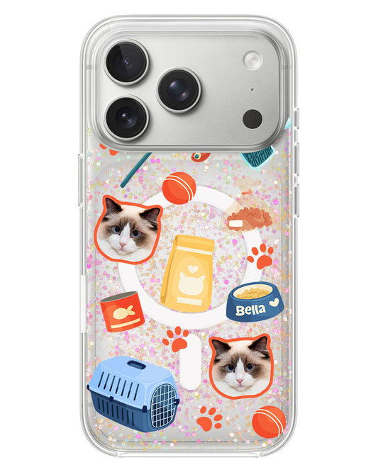 iPhone Glitter Case - Pet Grid Kitty Adventures