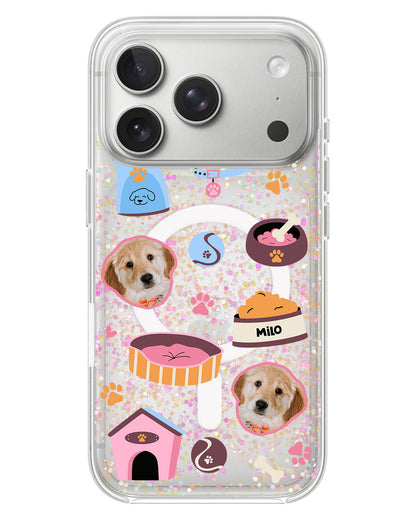 iPhone Glitter Case - Pet Grid Puppy Cozy Day