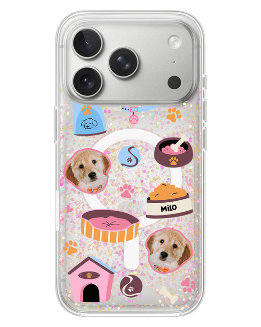iPhone Glitter Case - Pet Grid Puppy Cozy Day